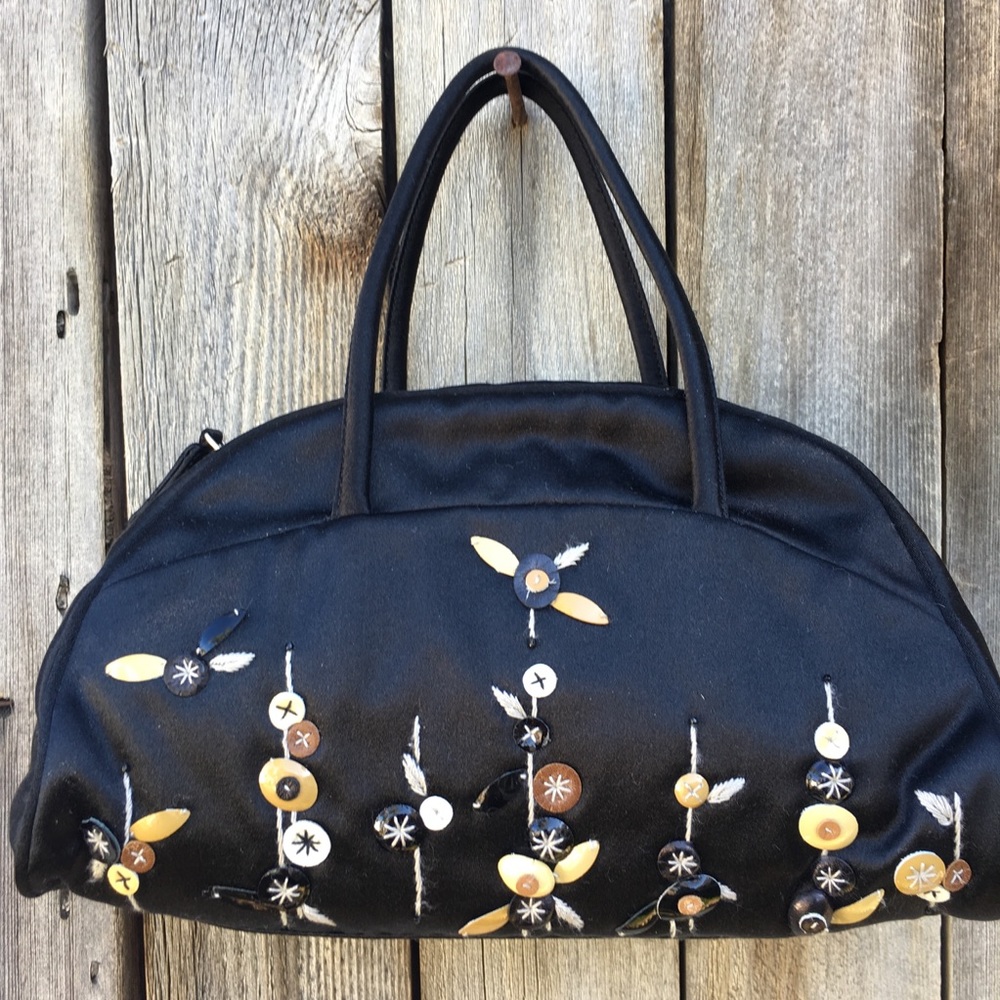 Prada Vintage Y2K Embellished Satin Silk Evening Bag Black - Picture 4 of 8